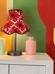 Red Retro Lampshade With Black Braid Handmade For Ceiling Lights, Table & Floor Standard Lamp Shades - thumbnail 1