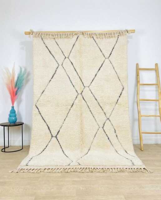 Blue Diamond Rug, Beni Ourain Moroccan Large Area Shag Geometric Wool Carpet, Handmade Tribal Lozenge Rug - image 1