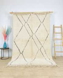Blue Diamond Rug, Beni Ourain Moroccan Large Area Shag Geometric Wool Carpet, Handmade Tribal Lozenge Rug - thumbnail 1