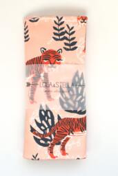 Organic Baby Blanket Coral Pink Tiger Print Swaddle - thumbnail 1
