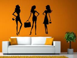 Fashion Shopping Style Woman Female Girl Dressing Design Swag Getup Wall Window Sticker Decal Vinyl Silhouette Decor L1917 - thumbnail 1