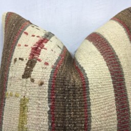 Vintage Turkish Kilim Pillow, Handwoven Accent Pillow - 20x20 - thumbnail 2