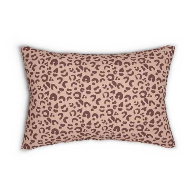 Lumbar Pillow, Leopard Print, Sable Red Blush Pink, Safari Jungle Decor, Animal Modern Bold, Boho Accent Cushion, Cheetah Print 20x14 - image 1