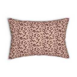 Lumbar Pillow, Leopard Print, Sable Red Blush Pink, Safari Jungle Decor, Animal Modern Bold, Boho Accent Cushion, Cheetah Print 20x14