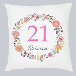 Personalised 21st Birthday Cushion Floral Name Gift - thumbnail 1
