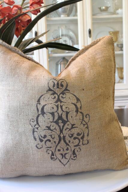 Grainsack Burlap Pillow - Modern Paisley Dark Brown - image 1
