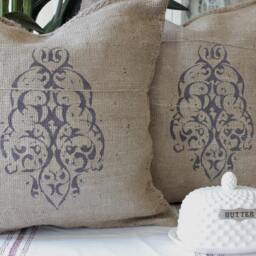 Grainsack Burlap Pillow - Modern Paisley Dark Brown - thumbnail 2