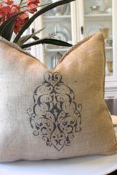 Grainsack Burlap Pillow - Modern Paisley Dark Brown - thumbnail 1