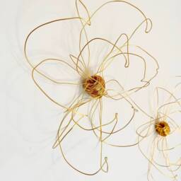 Home Decor, Wall Hanging, Wire Art, One Flower, Gold, Unique Interior Design Idea, Bedroom 100% Handmade, 3D - thumbnail 3