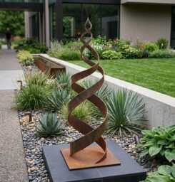 Garden Metal Sculpture Unique Handcrafted Patina Rustic Art For Outdoors