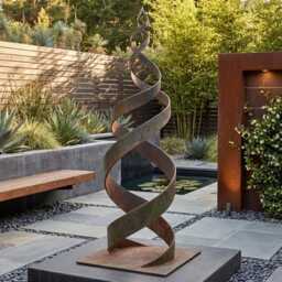 Garden Metal Sculpture Unique Handcrafted Patina Rustic Art For Outdoors - thumbnail 4