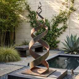 Garden Metal Sculpture Unique Handcrafted Patina Rustic Art For Outdoors - thumbnail 2