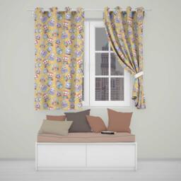Cute Kawaii Christmas Pets Snow Globe Gifts Yellow Background Seamless Pattern Readymade Eyelet Ring Top Thermal 100% Blackout Curtains - thumbnail 1