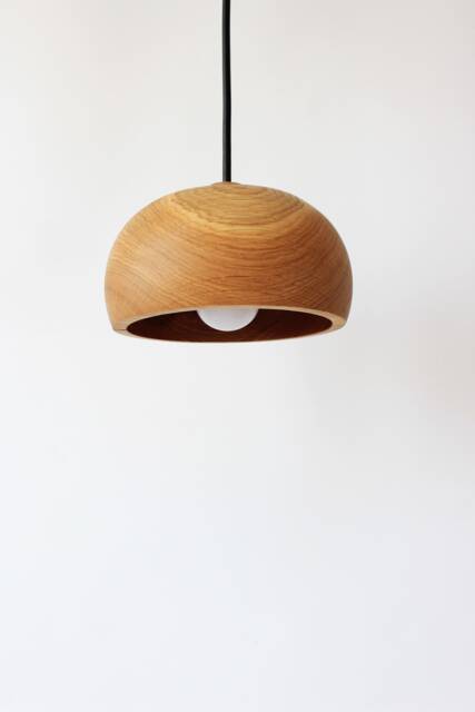 Wood Pendant Light, Small Island Farmhouse Lighting, Wooden Lamp Shade - image 1