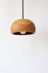Wood Pendant Light, Small Island Farmhouse Lighting, Wooden Lamp Shade - thumbnail 1