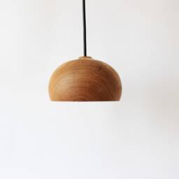 Wood Pendant Light, Small Island Farmhouse Lighting, Wooden Lamp Shade - thumbnail 3
