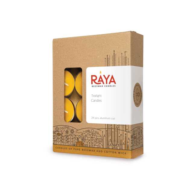 Natural Beeswax Tealight Candles - 24Pcs Box 4-5 Hour Burn - image 1