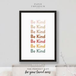 Be Kind Print - Home Kitchen Bathroom Decor Modern Typography, Bedroom Print, Stylish Decor, Boho Colours - thumbnail 3