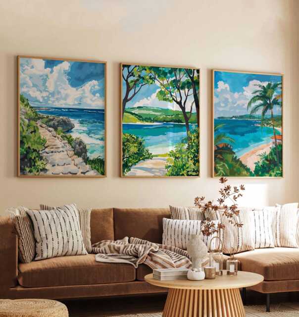 Set Of 3 Okinawa Posters, Japan Prints, Wall Art Set, Japanese Island Beach Tropical Decor, Travel Gift - image 1