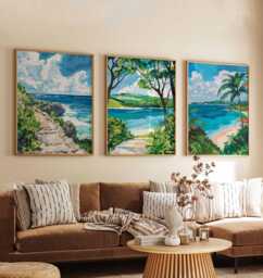 Set Of 3 Okinawa Posters, Japan Prints, Wall Art Set, Japanese Island Beach Tropical Decor, Travel Gift