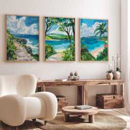 Set Of 3 Okinawa Posters, Japan Prints, Wall Art Set, Japanese Island Beach Tropical Decor, Travel Gift - thumbnail 3