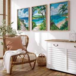 Set Of 3 Okinawa Posters, Japan Prints, Wall Art Set, Japanese Island Beach Tropical Decor, Travel Gift - thumbnail 4