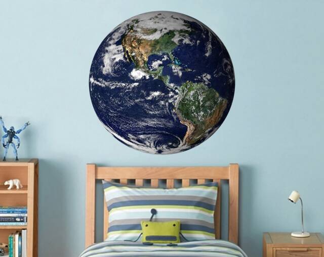 Earth Planet Wall Sticker - Nursery Decal For Kids Room Round Space Art - image 1