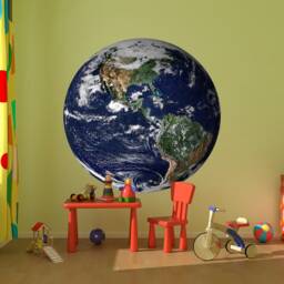 Earth Planet Wall Sticker - Nursery Decal For Kids Room Round Space Art - thumbnail 2