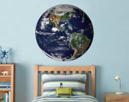 Earth Planet Wall Sticker - Nursery Decal For Kids Room Round Space Art