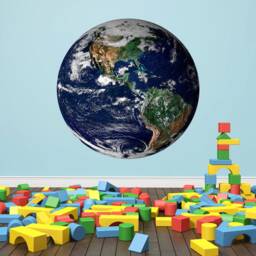 Earth Planet Wall Sticker - Nursery Decal For Kids Room Round Space Art - thumbnail 3