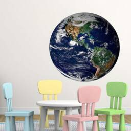 Earth Planet Wall Sticker - Nursery Decal For Kids Room Round Space Art - thumbnail 4