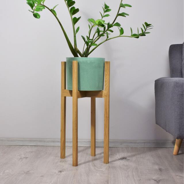 Tall Plant Stands Made Of Natural Oak Wood - image 1