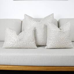 Silver Cabrini Distressed Tile Cushion Covers, Designer Throw Pillows, Luxury Scatter Cushions By Bill Beaumont