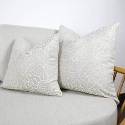 Silver Cabrini Distressed Tile Cushion Covers, Designer Throw Pillows, Luxury Scatter Cushions By Bill Beaumont - thumbnail 3