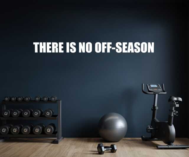 Sports Quote Wall Decal, There Is No Off-Season, Gym Office High School Sports, College Decor - image 1