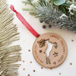 Personalised Grandparent Christmas Bauble Rudolph Wooden Ornament - thumbnail 2