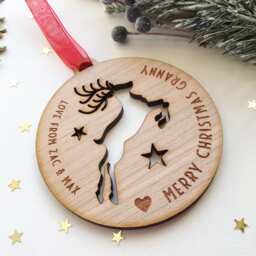Personalised Grandparent Christmas Bauble Rudolph Wooden Ornament - thumbnail 3