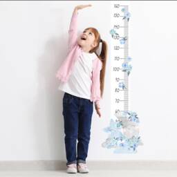 Wall Decor Height Chart Moon Blue, Nursery Wall Art, Kids Room Decals, Growth Chart For - thumbnail 1