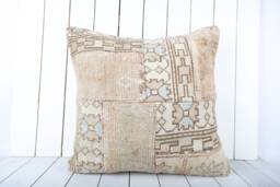 Turkish Kilim Pillow Cover 24x24 Inch Vintage Anatolian Throw - thumbnail 1