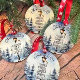 Family Christmas Decoration, Personalised Tree Ornament, Name Bauble, Signpost Design, 2025, D??cor - thumbnail 4