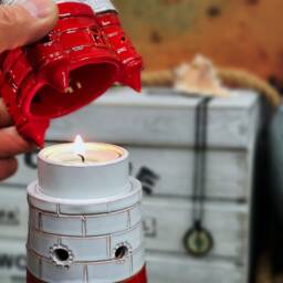 Ceramic Lighthouse, Ceramic Burner, Handmade Lighthouse Candle Stick Holder For Decoration, Modern Stand, Roter Sand Gift - thumbnail 2