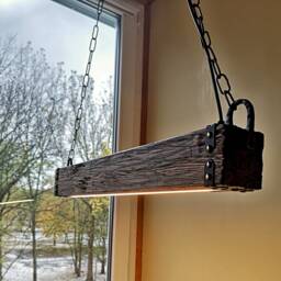 Wood Beam Led Pendant Light Rustic Farmhouse Chandelier, No Us Customs Fees - thumbnail 3
