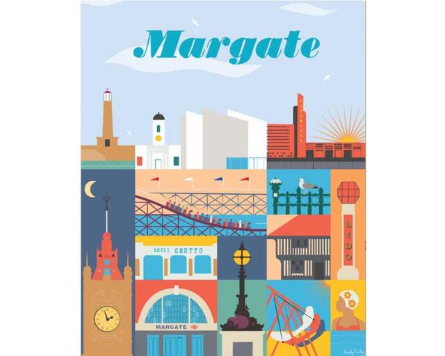 Margate Vintage Travel Advertising Enamel Metal Tin Sign Wall Plaque
