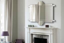 Over Mantle Art Deco Handmade Wall Mirror Alexander in Silver