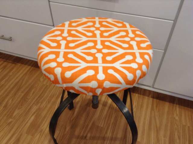 Orange Geometric Barstool Cover Elasticized Padded Kitchen Stool - 12-20 Inch - image 1