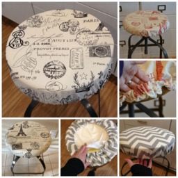 Orange Geometric Barstool Cover Elasticized Padded Kitchen Stool - 12-20 Inch - thumbnail 3