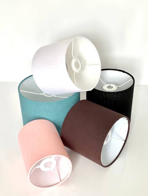 New Hq 100% Linen Fabric Lamp Shade Pendant Light Drum Teal in Colour - image 1