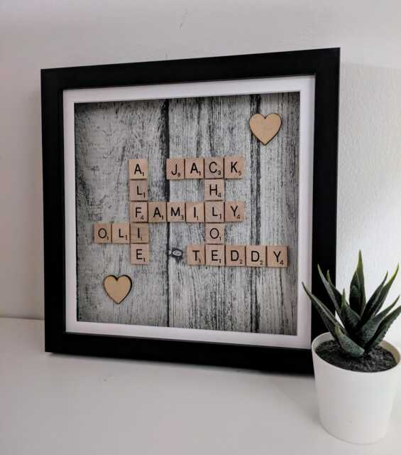 Personalised Family Tree Scrabble Frames Wall Art Family Gifts Birthdays. New Home Personalised - image 1