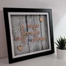 Personalised Family Tree Scrabble Frames Wall Art Family Gifts Birthdays. New Home Personalised - thumbnail 2