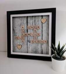 Personalised Family Tree Scrabble Frames Wall Art Family Gifts Birthdays. New Home Personalised - thumbnail 1